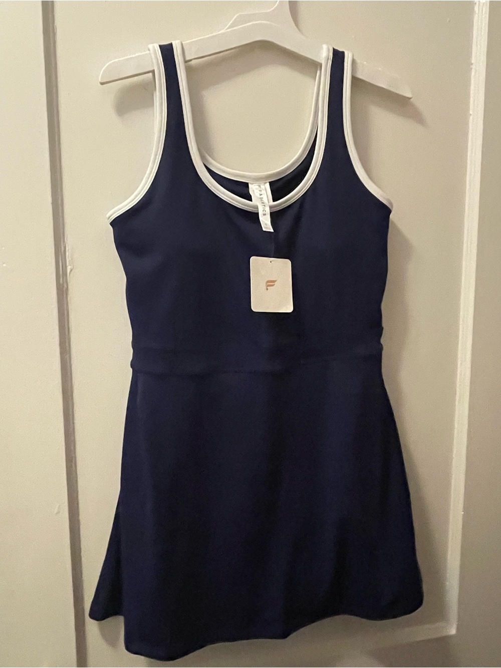 Navy Tank Skater Dress with White Trim